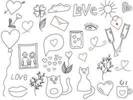 Valentijnsdag dag tekening verzameling, hand- getrokken Valentijnsdag dag elementen vector