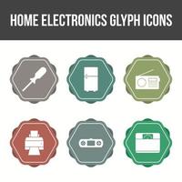 unieke huiselektronica glyph icon set vector