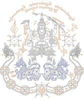 Thais heilig symbool tatoeage, thais traditioneel tatoeage, sak yant lijn tekening vector
