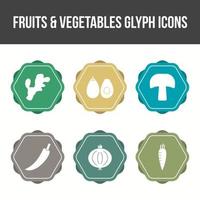 unieke fruit en groente vector icon set