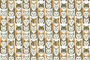 schattig verschillend katten gezichten met chaldisch naadloos patroon achtergrond vector
