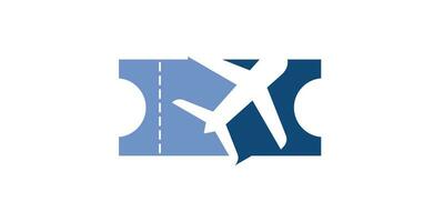 logo ontwerp combinatie van ticket vormen met vliegtuigen, vakantie logo's, vlucht kaartjes. vector