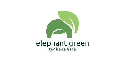 combinatie logo van olifant met bladeren, natuur logo. vector