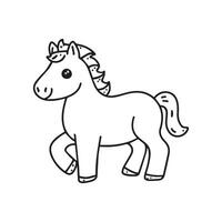 karton paard, zwart en wit illustratie, en kleur bladzijde Aan een wit achtergrond. lijn tekening stijl vector