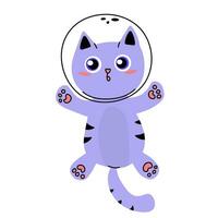 schattig kat karakter astronaut vliegend vector