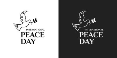 Internationale vrede dag logo. vrede viering met vliegend duif symbool voor achtergrond, banier, poster, reclame vector