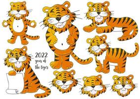 nieuwjaar 2022. cartoonillustratie voor ansichtkaarten, kalenders, posters vector