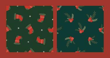 Kerstmis sok, abstract boeket naadloos patroon set. Kerstmis en nieuw jaar concept. hand- getrokken retro wijnoogst vector structuur voor behang, afdrukken, inpakken, textiel