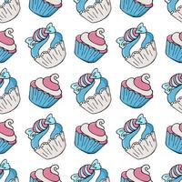 vectorillustratie. naadloos patroon met zoete gebakjes. leuke muffins, cupcakes. polka dot achtergrond. textuur voor stof vector