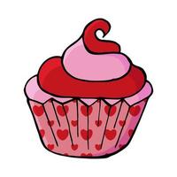 vectorillustratie voor uw ontwerp. helder icoon van cupcake, muffin in de hand tekenstijl vector