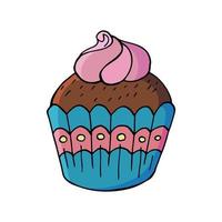 vectorillustratie voor uw ontwerp. helder icoon van cupcake, muffin in de hand tekenstijl vector