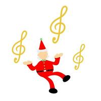 Kerstmis de kerstman claus vrolijk en muziek- melodie sleutel muziek- Notitie tekenfilm tekening vlak ontwerp stijl vector illustratie