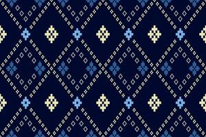 indigo marine blauw meetkundig traditioneel etnisch patroon ikat naadloos patroon grens abstract ontwerp voor kleding stof afdrukken kleding jurk tapijt gordijnen en sarong aztec Afrikaanse Indisch Indonesisch vector