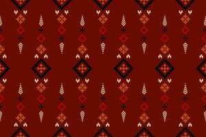 rood traditioneel etnisch patroon paisley bloem ikat achtergrond abstract aztec Afrikaanse Indonesisch Indisch naadloos patroon voor kleding stof afdrukken kleding jurk tapijt gordijnen en sarong vector