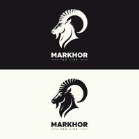 berg geit markhor hoofd zwart en wit vector logo ontwerp