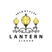 lantaarn logo ontwerp straat lamp oud klassiek wijnoogst minimalistische illustratie sjabloon vector