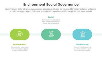 esg milieu sociaal en bestuur infographic 3 punt stadium sjabloon met ronde vorm tijdlijn concept voor glijbaan presentatie vector