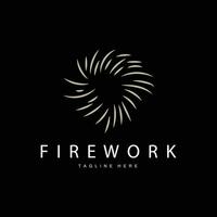 vuurwerk logo, gemakkelijk lijn model- ontwerp nieuw jaar viering dag illustratie, sjabloon vector