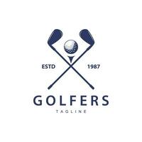 golf logo vector sport golf toernooi kampioen club ontwerp stok en bal, sjabloon illustratie