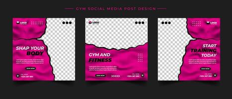 Sportschool, fitheid, en sport- sociaal media post sjabloon ontwerp set. bruikbaar voor sociaal media, banier, en website. vector
