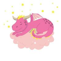 baby roze draak slapen vector