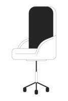 leeg kantoor stoel zwart en wit 2d lijn tekenfilm voorwerp. zakelijke meubilair geïsoleerd vector schets item. werkplek. meubilair conferentie kamer. werkruimte stoel monochromatisch vlak plek illustratie