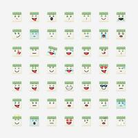 schattig kalender met emoticons vector icoon illustratie