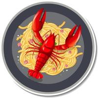 spaghetti kreeft sticker op witte achtergrond vector