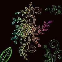 regenboog kleur lijn kunst bloemen vector illustratie, kleurrijk wijnoogst decoratief vector sjabloon, regenboog kleur bloem ornamenten.