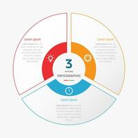 cirkel tabel infographic sjabloon met 3 opties voor presentaties vector