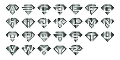 reeks van brief een naar z diamant elegant modern logo, element grafisch illustratie sjabloon vector