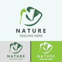 brief n natuur ecologie logo met bladeren geschikt voor bedrijf tuin sjabloon vector