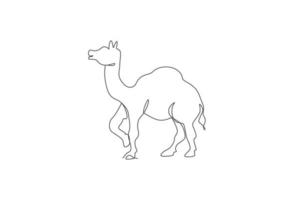 enkele doorlopende lijntekening van wilde Arabische kameel. bedreigd dier nationaal park behoud. safari dierentuin concept. trendy één lijn tekenen ontwerp vector grafische afbeelding