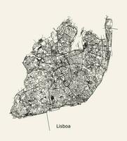 vector stad weg kaart van Lissabon, Portugal