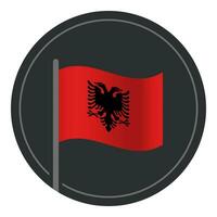 abstract Albanië vlag vlak icoon in cirkel geïsoleerd Aan wit achtergrond vector