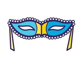 blauw en geel gekleurde maskerade partij oog masker vector icoon geschetst geïsoleerd Aan wit horizontaal achtergrond. gemakkelijk vlak minimalistische carnaval themed tekenfilm kunst gestileerd tekening.