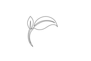 groen blad. continu een lijntekening van blad boom minimalistische vector illustratie ontwerp op witte achtergrond. geïsoleerde eenvoudige lijn moderne afbeeldingsstijl. hand getekend grafisch concept voor spa-logo