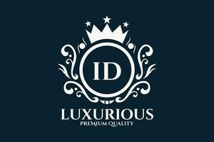 eerste brief ID kaart Koninklijk luxe logo sjabloon in vector kunst voor luxueus branding vector illustratie.