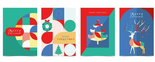Kerstmis achtergrond met boom, aanwezig, krans. bewerkbaar vector illustratie voor ansichtkaart,a4 grootte