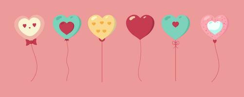 schattig ballon voorwerp reeks met hart voor Valentijnsdag dag.illustratie vector voor ansichtkaart, pictogram, sticker