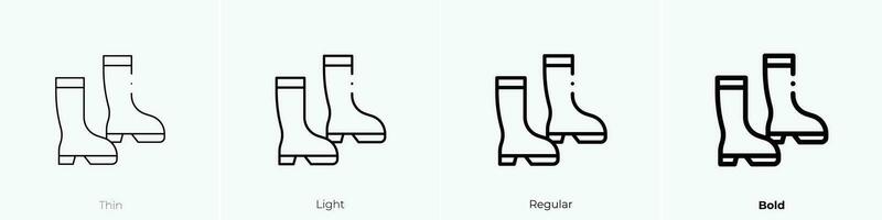 regen laarzen icoon. dun, licht, regelmatig en stoutmoedig stijl ontwerp geïsoleerd Aan wit achtergrond vector
