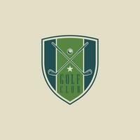 golf club embleem logo vector illustratie sjabloon icoon grafisch ontwerp. stok en bal van sport teken of symbool voor toernooi of liga tim met insigne schild concept