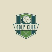 golf club embleem logo vector illustratie sjabloon icoon grafisch ontwerp. stok en bal van sport teken of symbool voor toernooi of liga tim met insigne schild concept