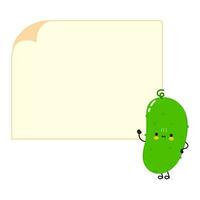 schattig grappig komkommer poster karakter. vector hand- getrokken tekenfilm kawaii karakter illustratie. geïsoleerd wit achtergrond. komkommer poster
