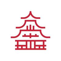 een rood en wit Japans pagode logo vector