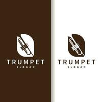 gemakkelijk merk silhouet ontwerp messing musical instrument trompet, klassiek jazz- trompet logo vector