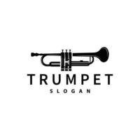 gemakkelijk merk silhouet ontwerp messing musical instrument trompet, klassiek jazz- trompet logo vector