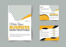 modern minimalistische geel kleur tweevoudig bedrijf brochure ontwerp sjabloon. vector