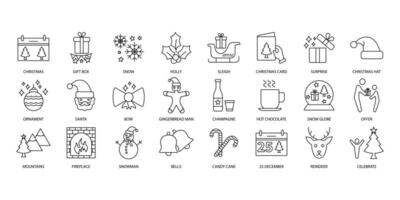 Kerstmis pictogrammen set. reeks van bewerkbare beroerte pictogrammen.vector reeks van Kerstmis vector