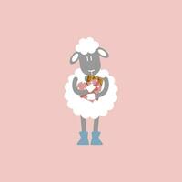 schattig en lief schapen met hart chocola bar, gelukkig Valentijnsdag dag, liefde concept, vlak vector illustratie tekenfilm karakter kostuum ontwerp
